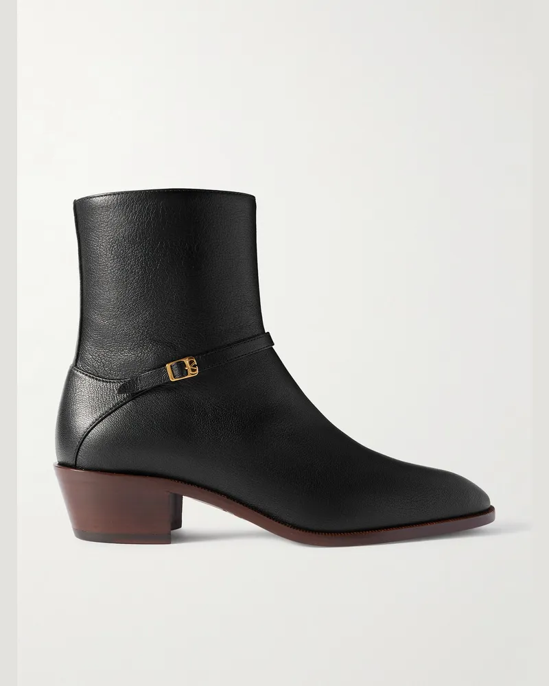 Valentino Garavani VLogo Ankle Boots aus Leder mit Schnalle Schwarz