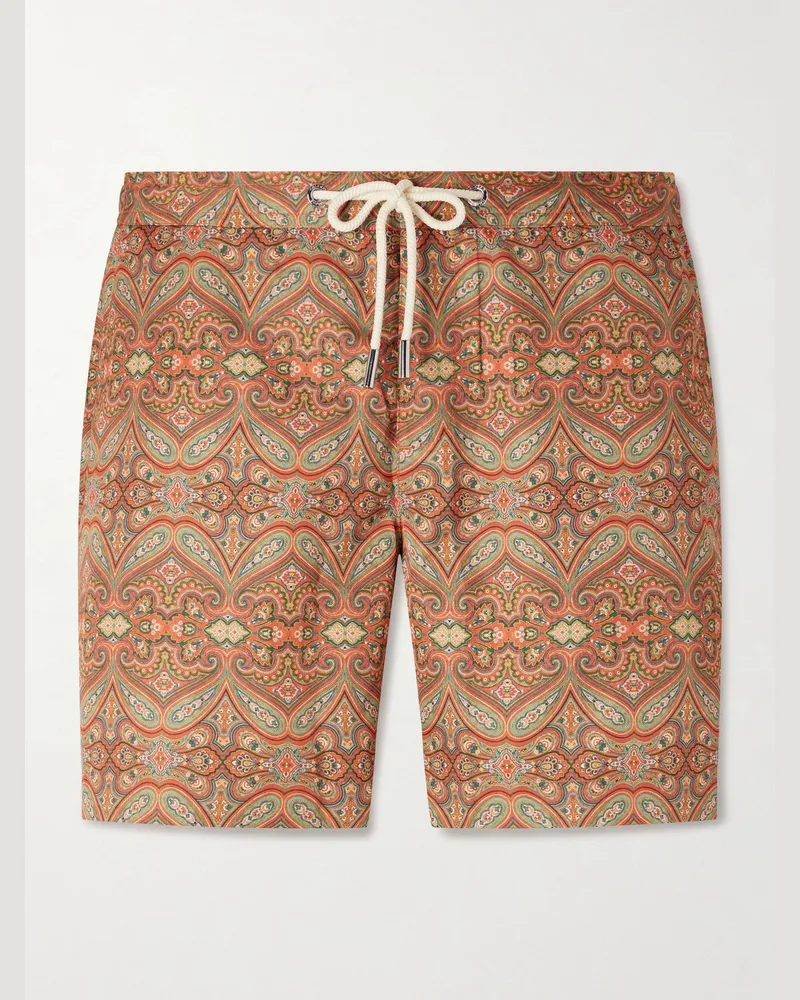 Orlebar Brown Bulldog gerade geschnittene, mittellange Badeshorts mit Paisley-Print Orange