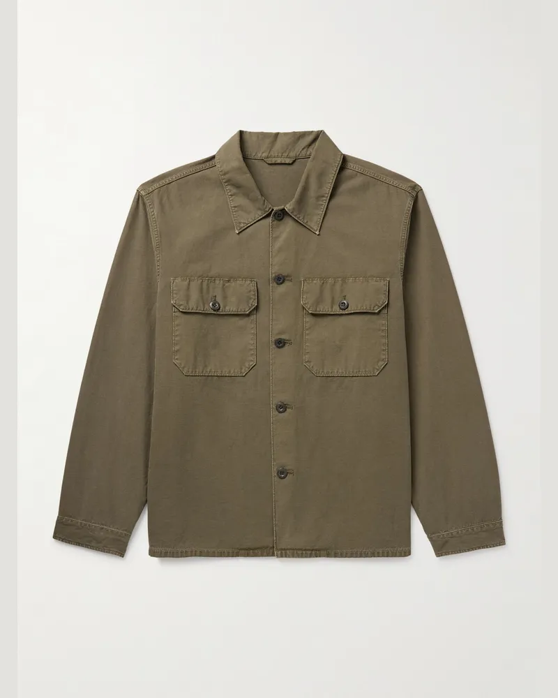 Nili Lotan Renard Twill Overshirt Green