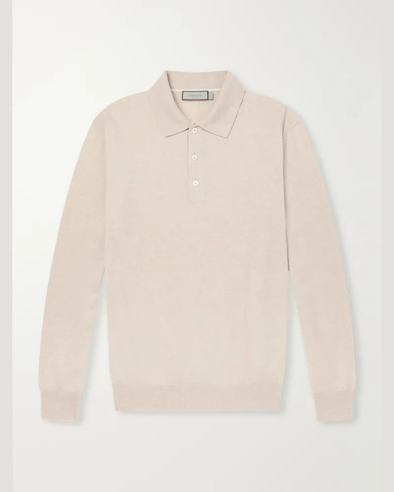 Canali Cashmere Polo Shirt Neutrals