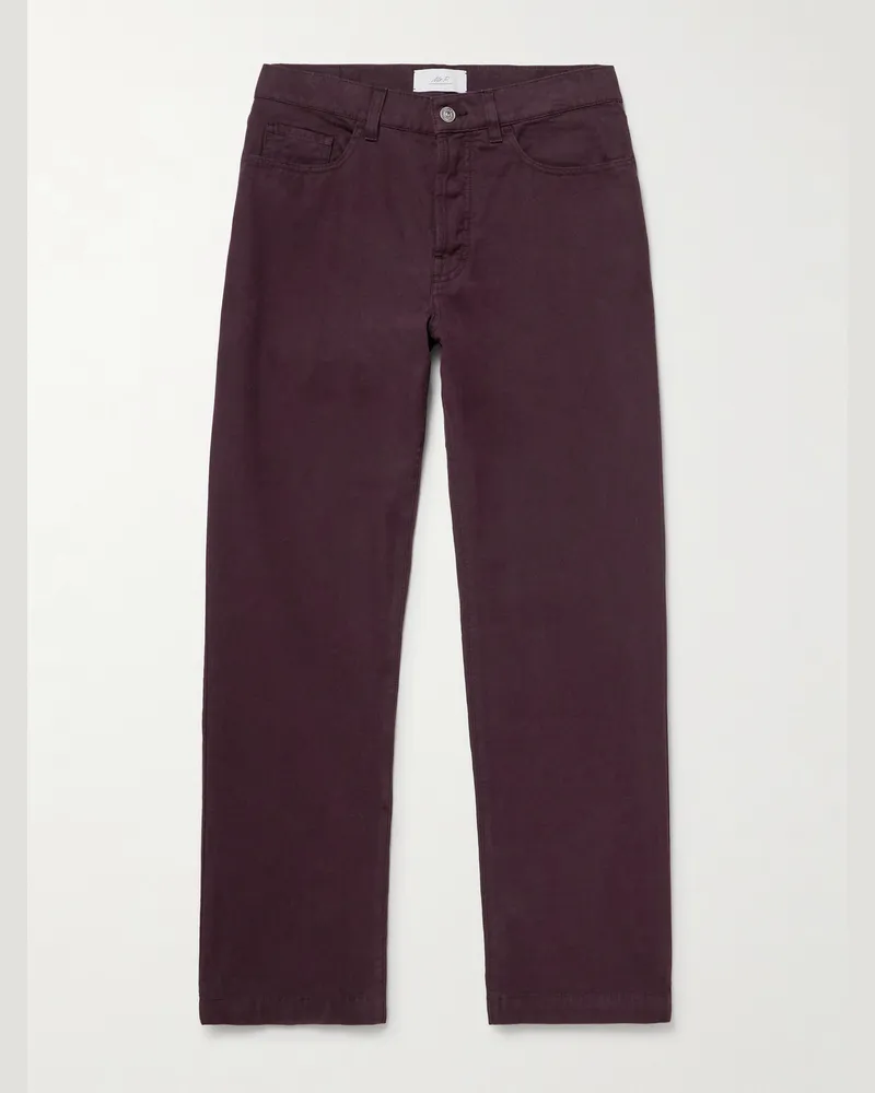 MR P. Edward Straight-Leg Organic Cotton-Canvas Trousers Purple