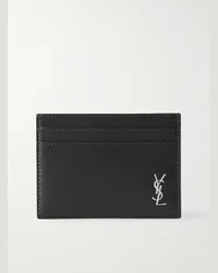 Saint Laurent Logo-Appliquéd Full-Grain Leather Cardholder Schwarz