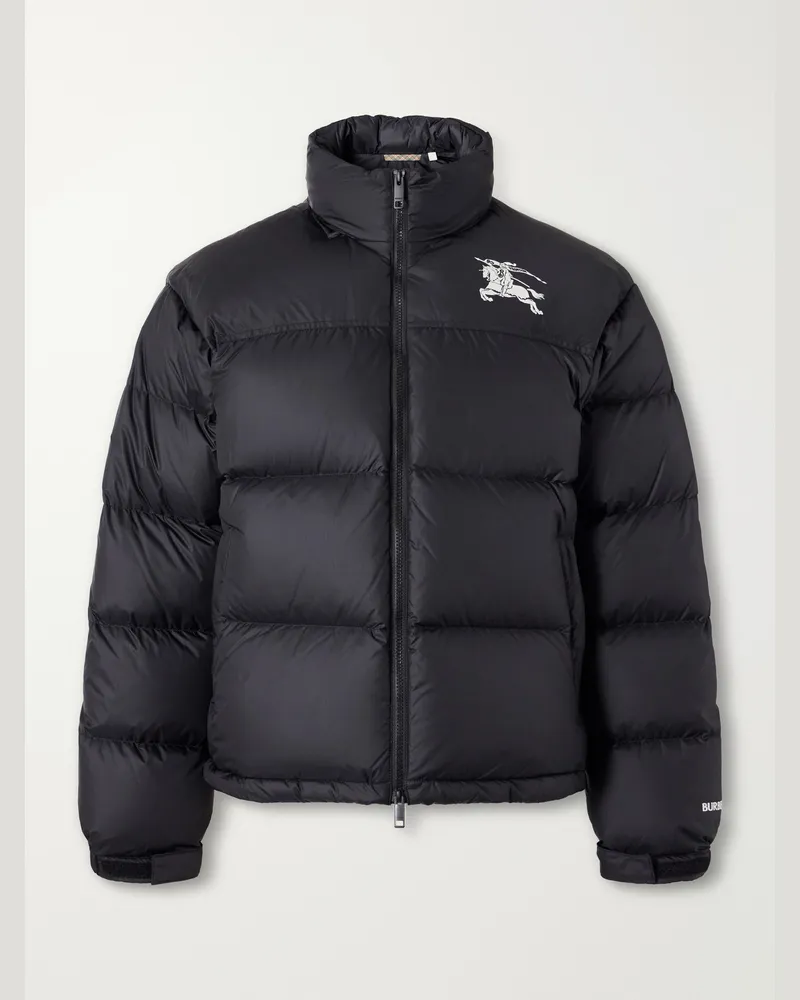 Burberry Highlands Logo-Embroidered Quilted Shell Down Jacket Black