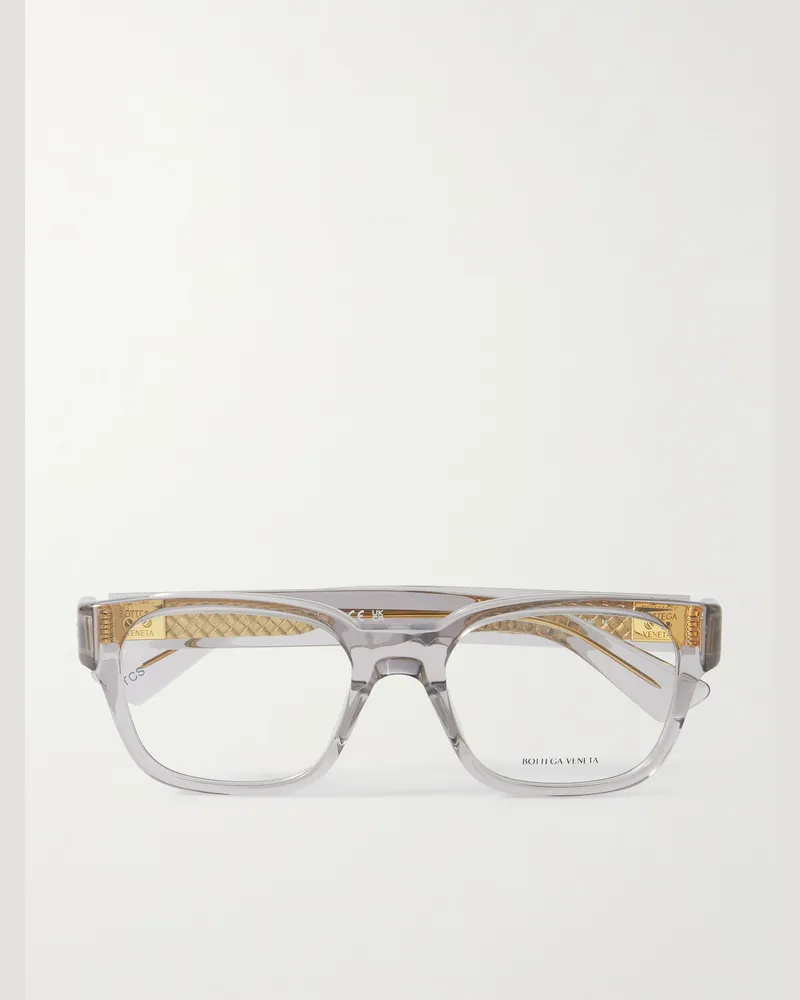 Bottega Veneta Brille mit D-Rahmen aus recyceltem Azetat und goldfarbenen Details Neutral