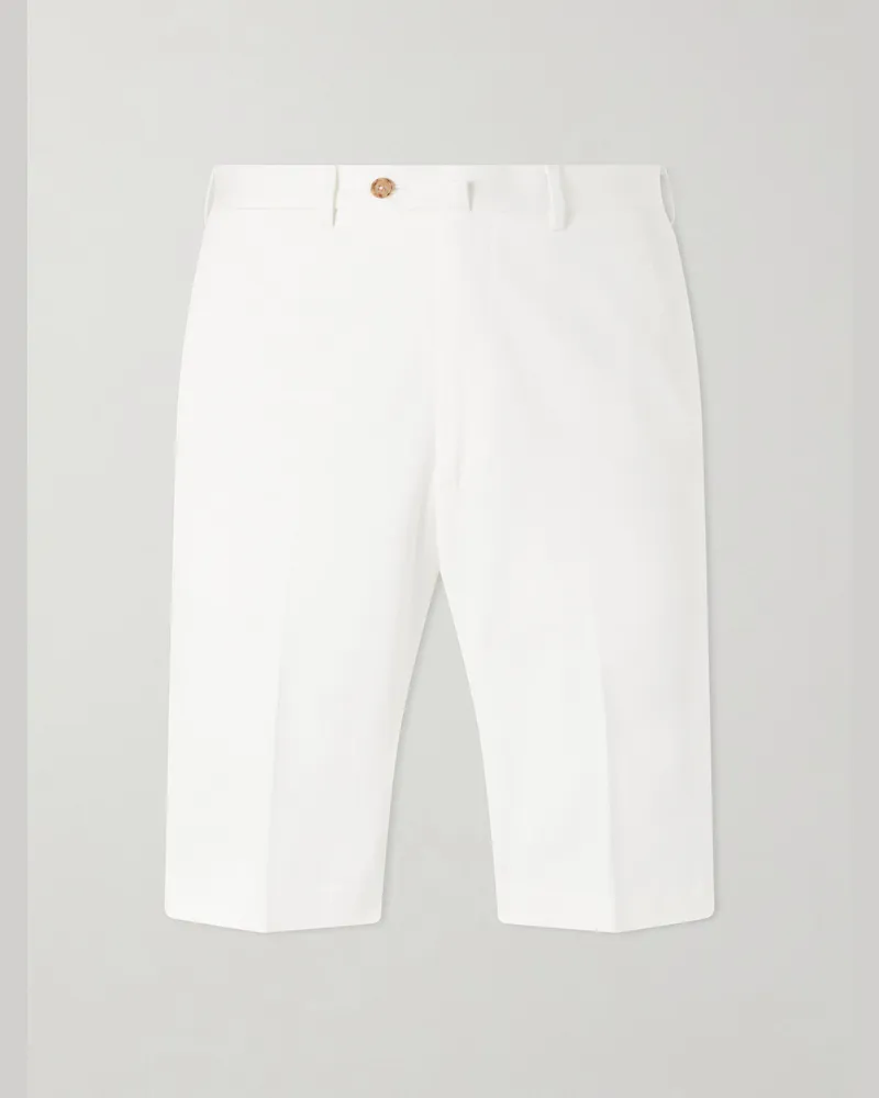 De Petrillo Straight-Leg Cotton-Blend Twill Shorts White
