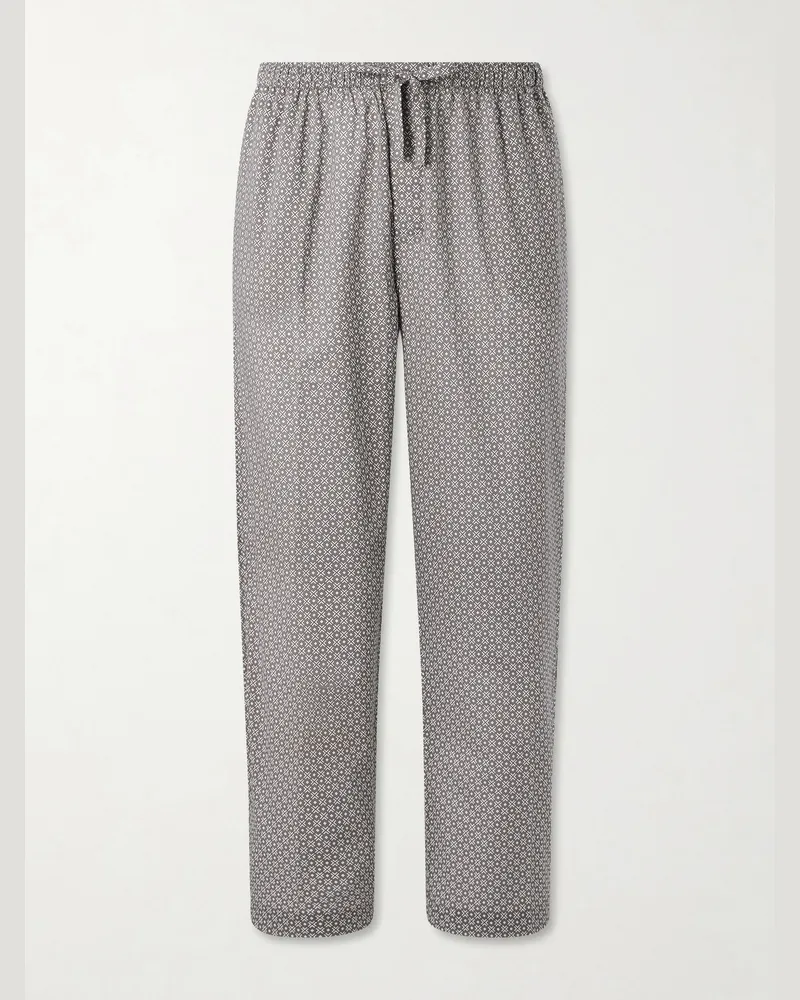 Derek Rose Ledbury 96 Printed Cotton-Poplin Pyjama Trousers Brown