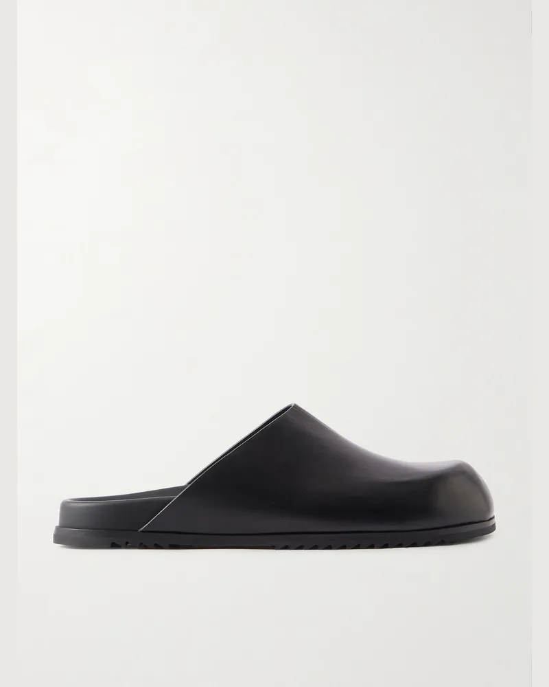 Rick Owens Granola Slippers aus Leder Schwarz