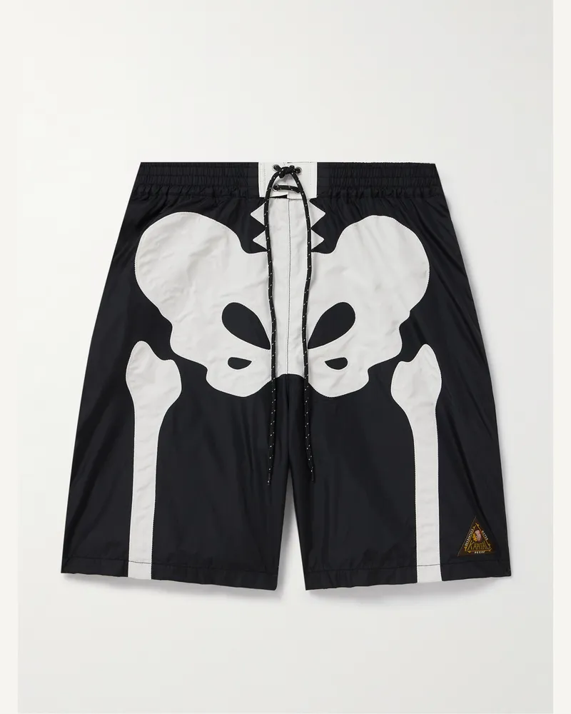 KAPITAL Straight-Leg Long-Length Panelled Swim Shorts Black