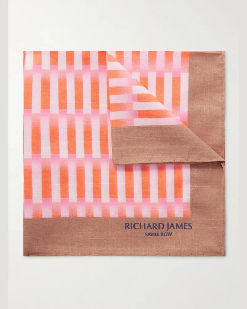 Richard James Einstecktuch aus Baumwoll-Voile mit Streifen Pink