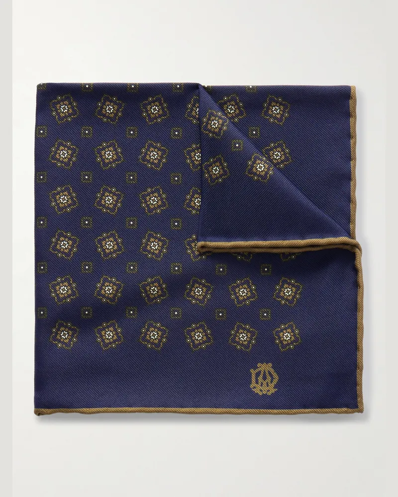 Dunhill Einstecktuch aus Maulbeerseiden-Twill mit Print Blau