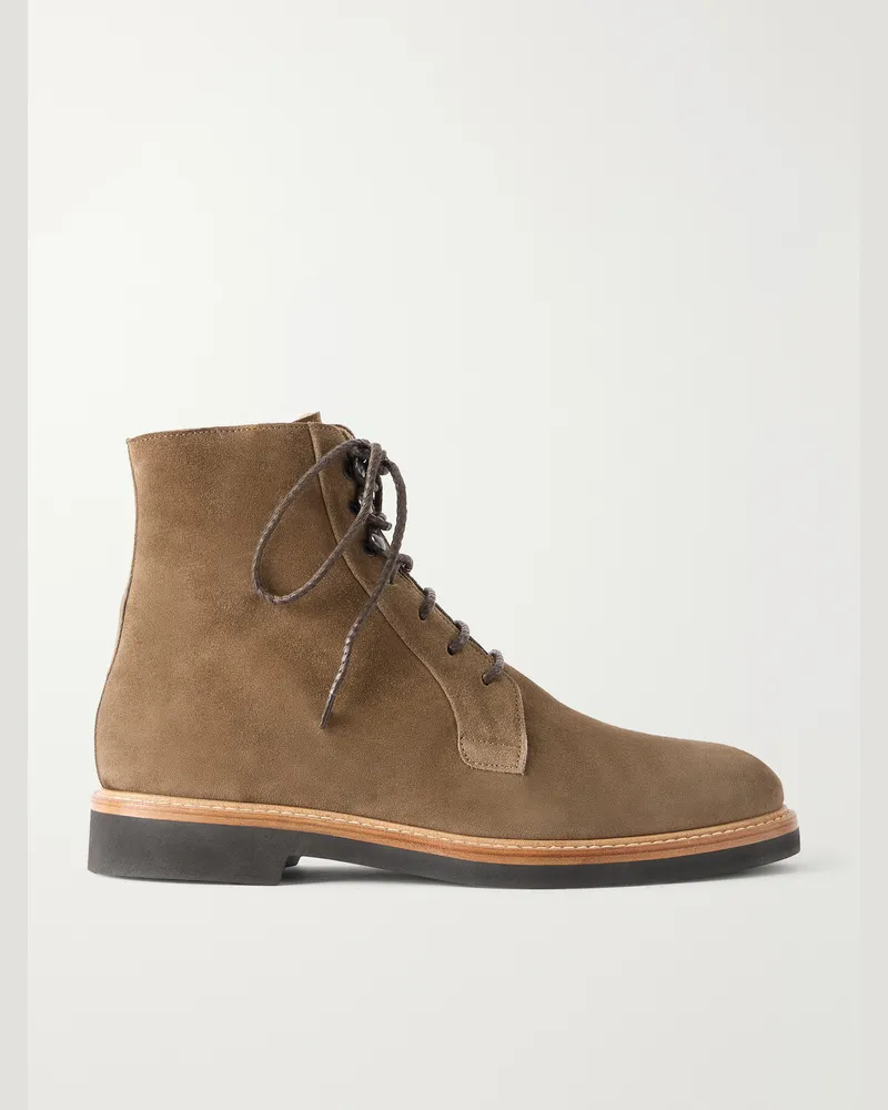 MR P. Shearling-Lined Suede Lace-Up Boots Neutrals
