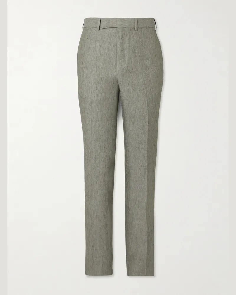 Kingsman Slim-Fit Linen Suit Trousers Green