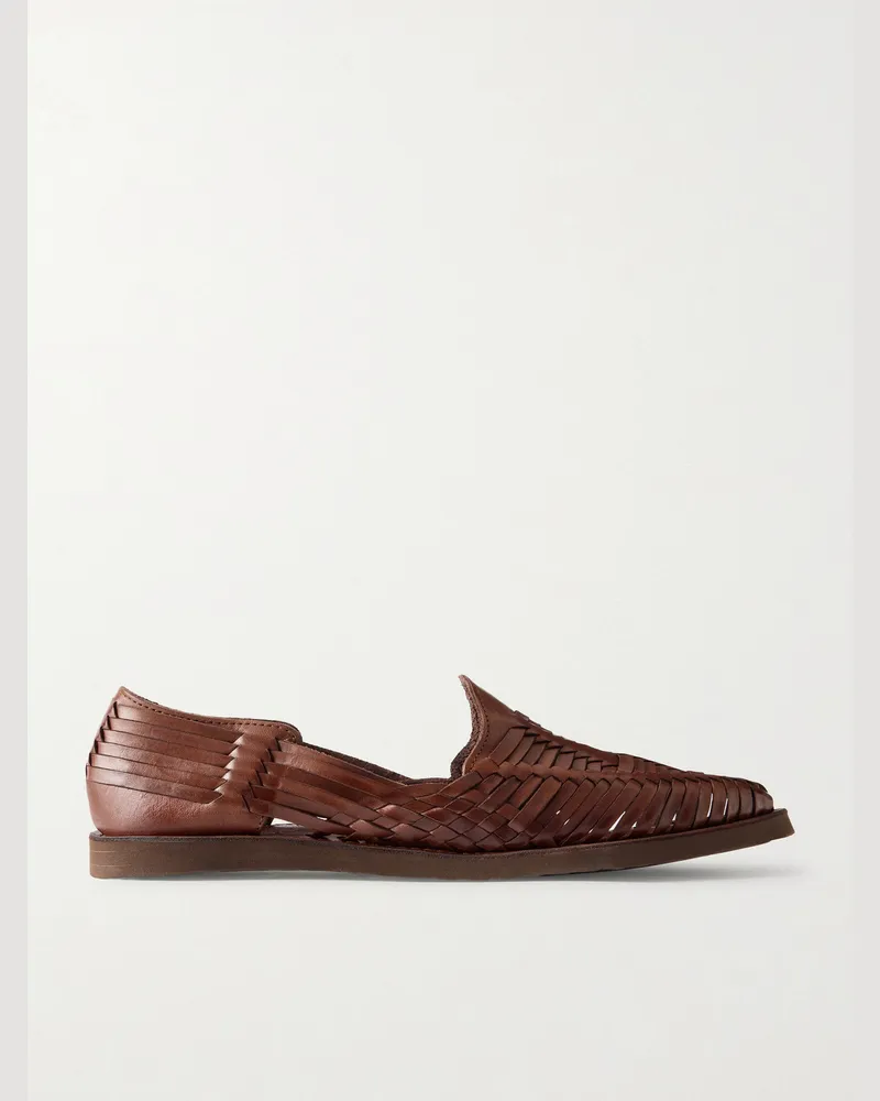 YUKETEN Alejandro Huarache-Sandalen aus geflochtenem Leder Braun