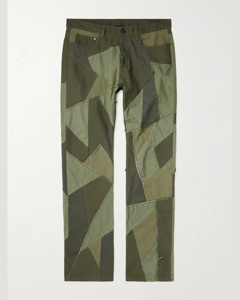 John Elliott + Co Straight-Leg Patchwork Jeans Green