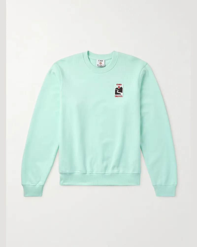Casablanca Paris Sunset Valley Sweatshirt aus Biobaumwoll-Jersey mit Logoapplikation Grün