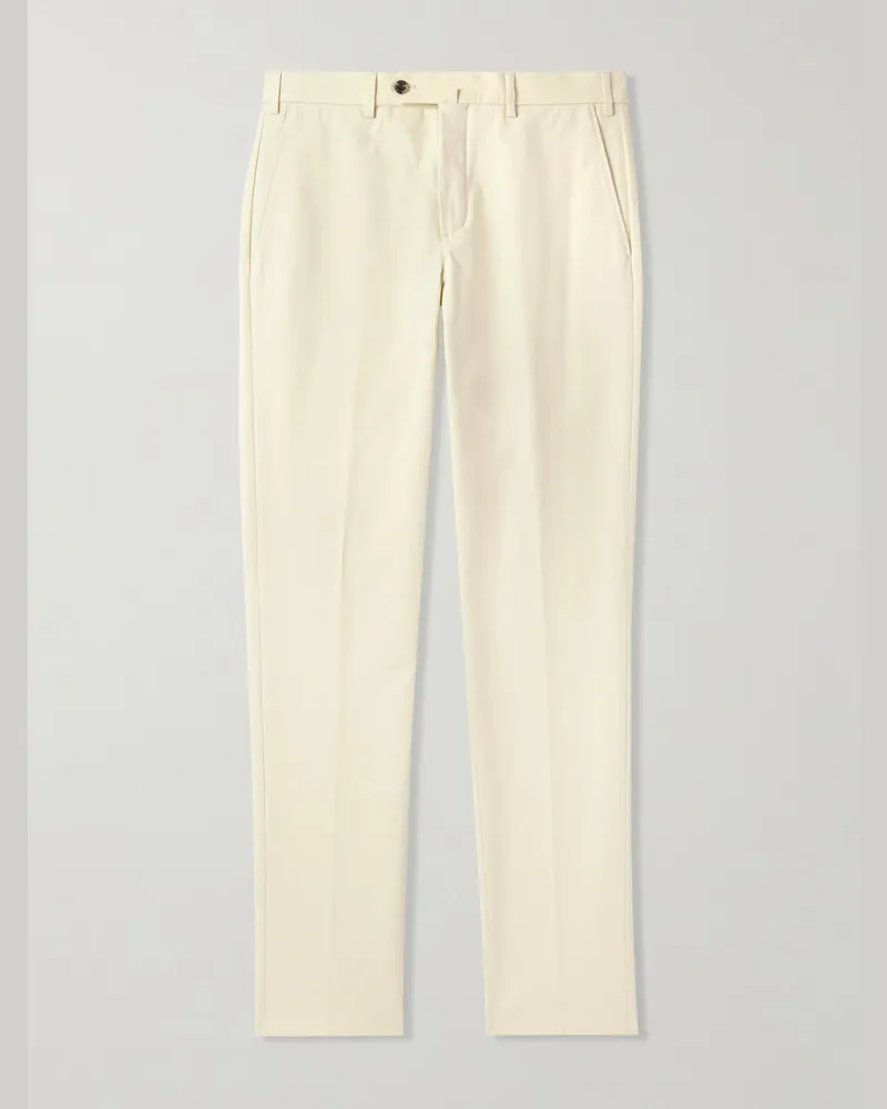 Loro Piana Carlo Hyannis Tapered Cotton-Blend Trousers Neutrals