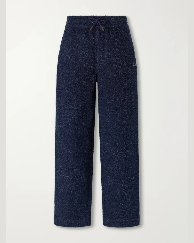 Loewe Wide-Leg Cotton-Blend Terry Drawstring Trousers Blue