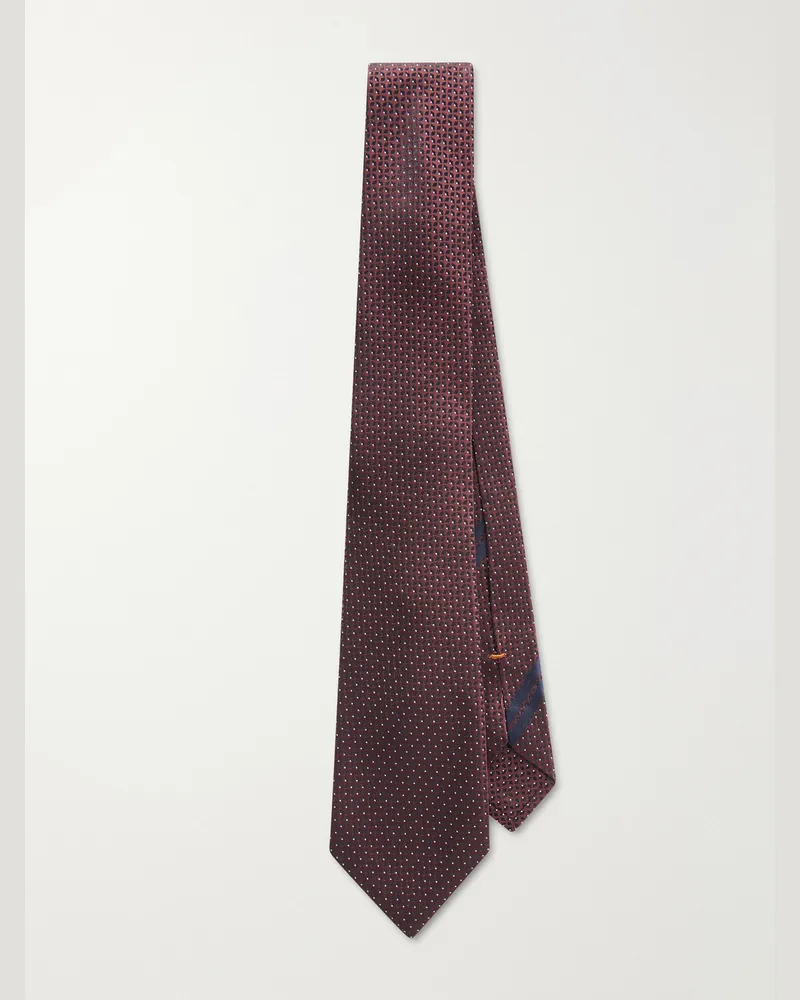 Ermenegildo Zegna 8 cm Silk-Jacquard Tie Burgundy