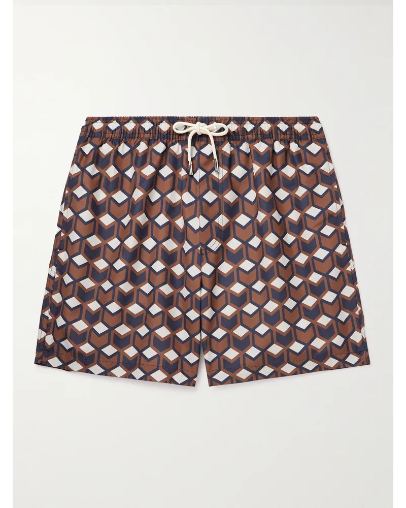 MR P. Arrow gerade geschnittene mittellange Badeshorts mit Print Braun