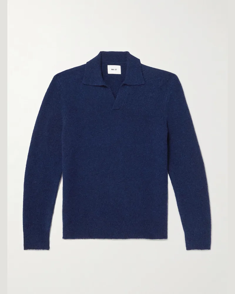 NN 07 Hope 6683 Pullover aus einer recycelten Wollmischung mit Polokragen Blau