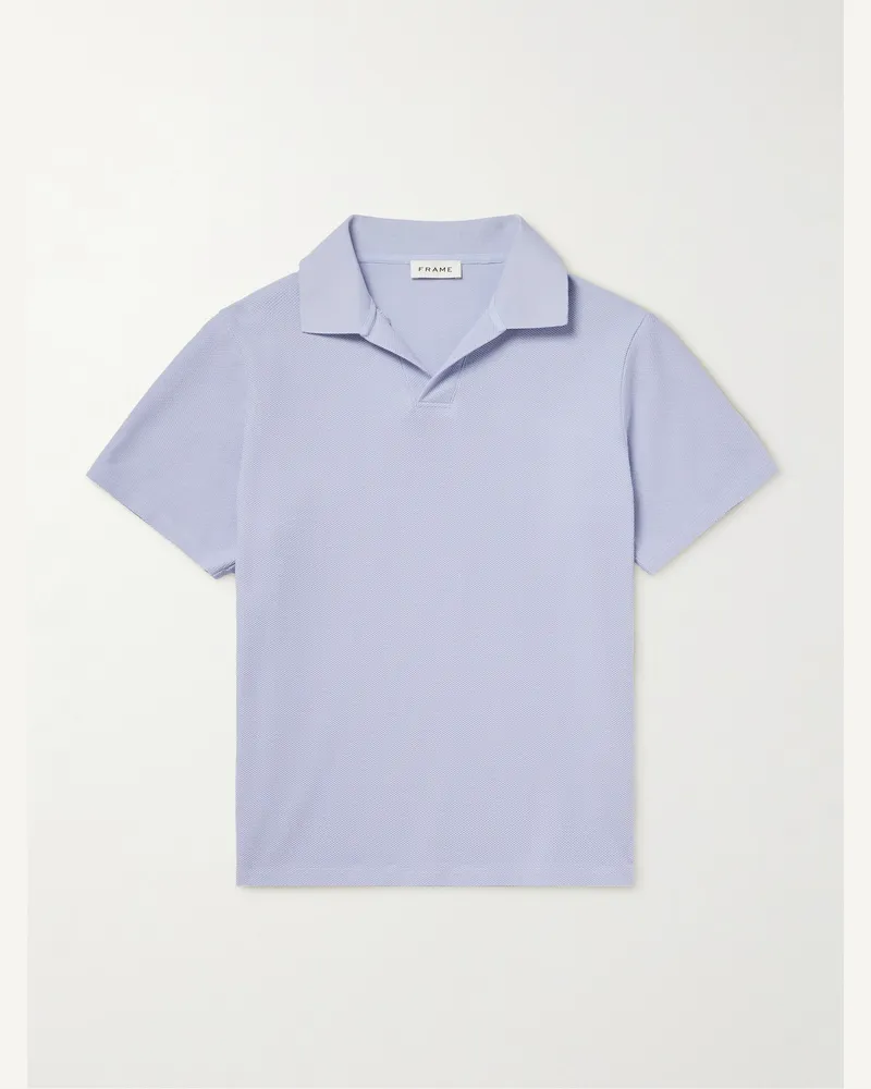 Frame Denim Cotton-Piqué Polo Shirt Blue