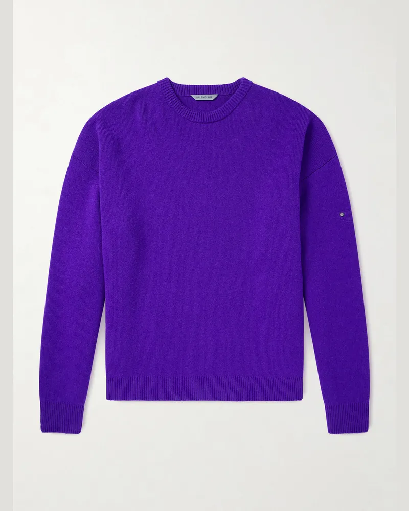Balenciaga City Embellished Wool-Blend Sweater Purple