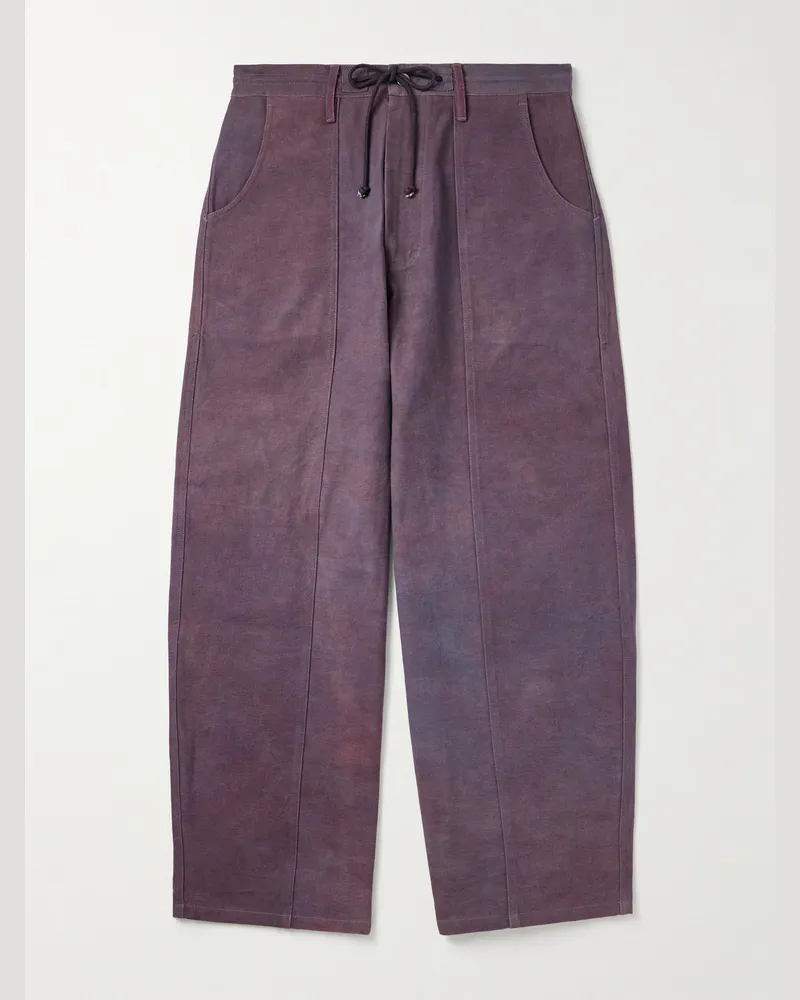 STORY mfg. Document Straight-Leg Panelled Organic Cotton-Canvas Trousers Purple