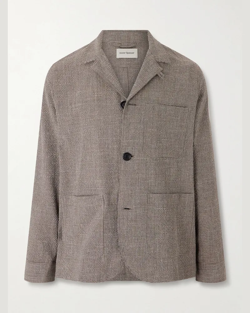 Oliver Spencer Bradwell Jacke aus Webstoff mit Gingham-Karo Braun