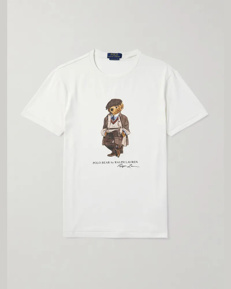 Ralph Lauren Schmal geschnittenes T-Shirt aus Baumwoll-Jersey mit Print Weiß