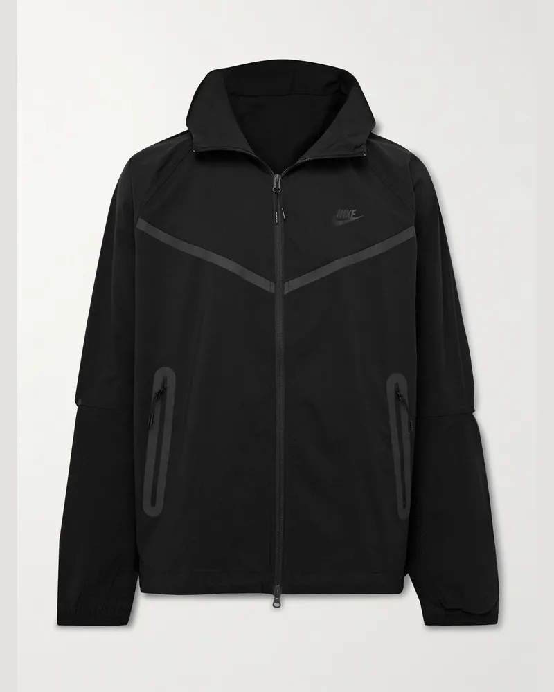 Nike Tech Kapuzenjacke aus Stretch-Nylon mit Logoprint Schwarz