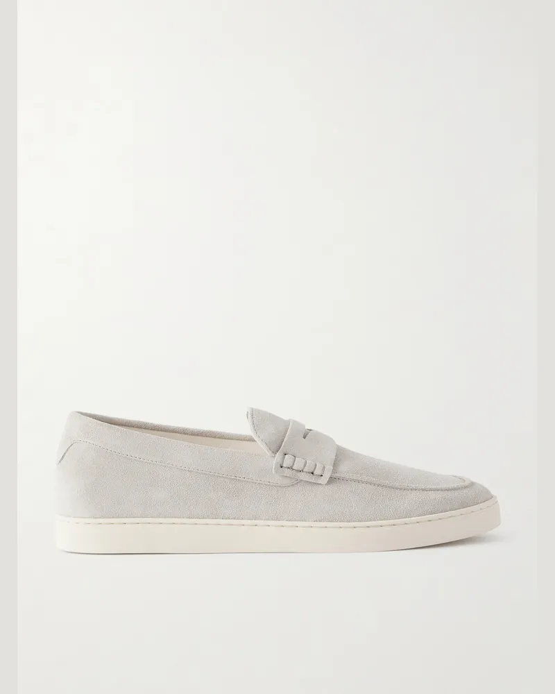 Brunello Cucinelli Suede Penny Loafers Gray