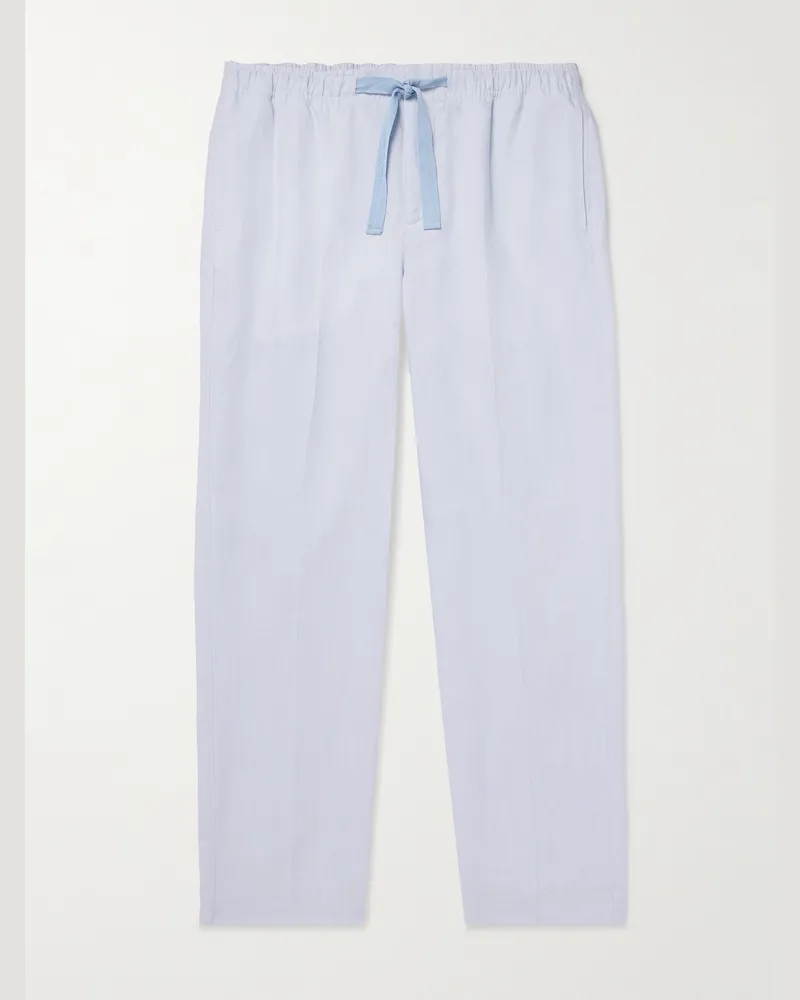 Orlebar Brown Alex schmal zulaufende Hose aus Leinen mit Kordelzugbund Blau