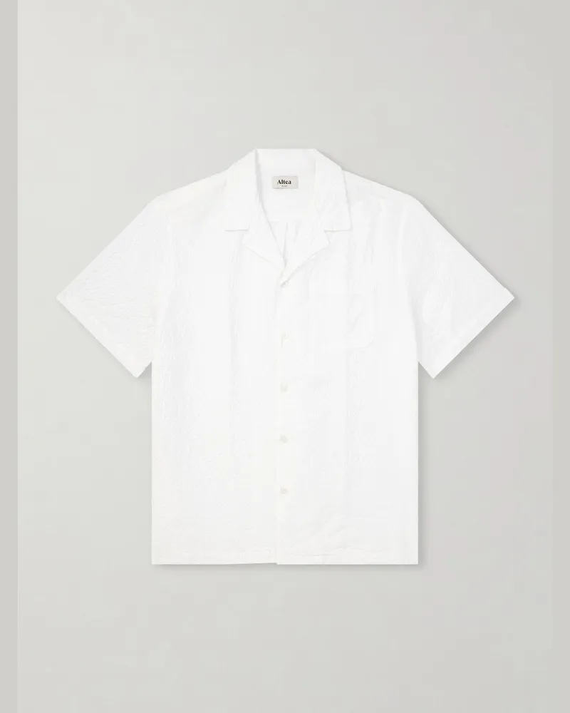 Altea Hadley Hemd aus Baumwoll-Seersucker Weiß