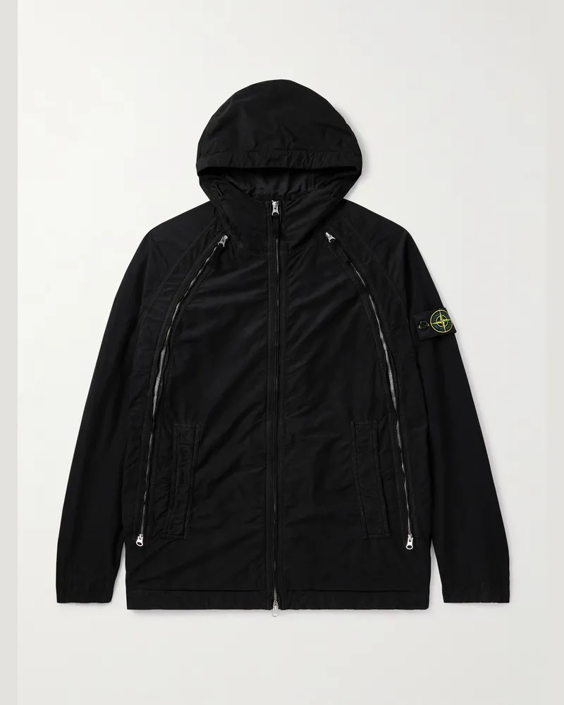 Stone Island David Kapuzenjacke aus Shell mit Logodetail Schwarz