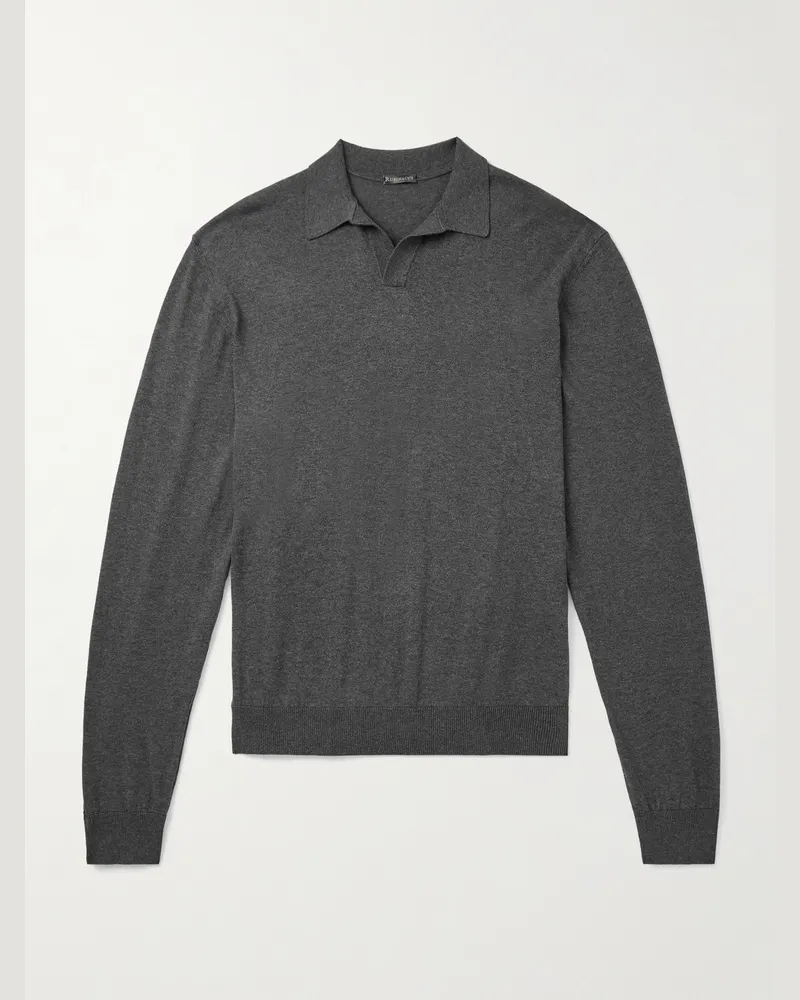 Rubinacci Pullover aus Baumwolle mit Polokragen Grau