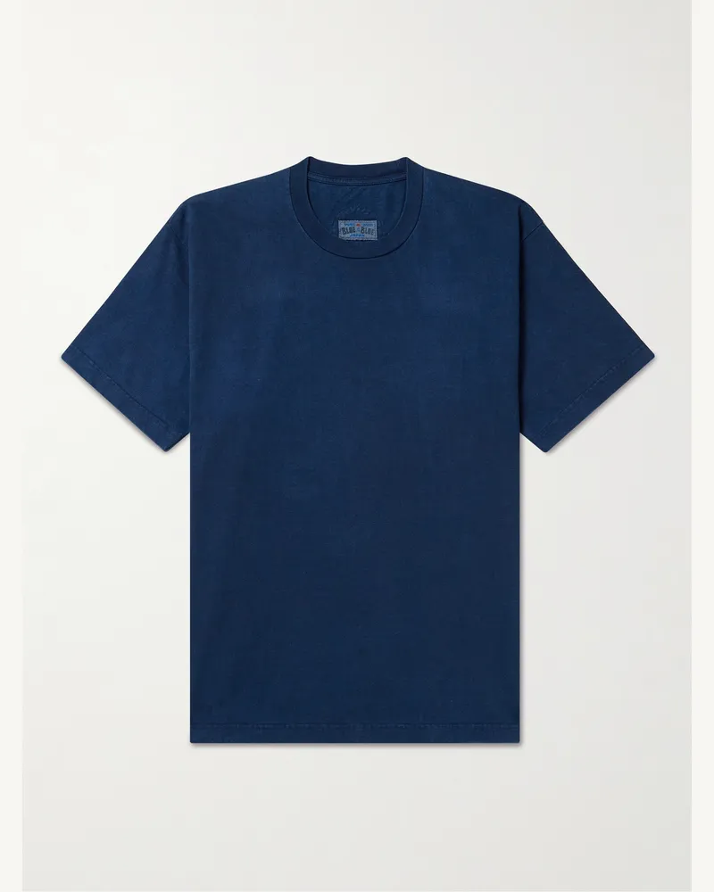 Blue Blue Japan T-Shirt aus Baumwoll-Jersey in Indigo-Färbung Blau