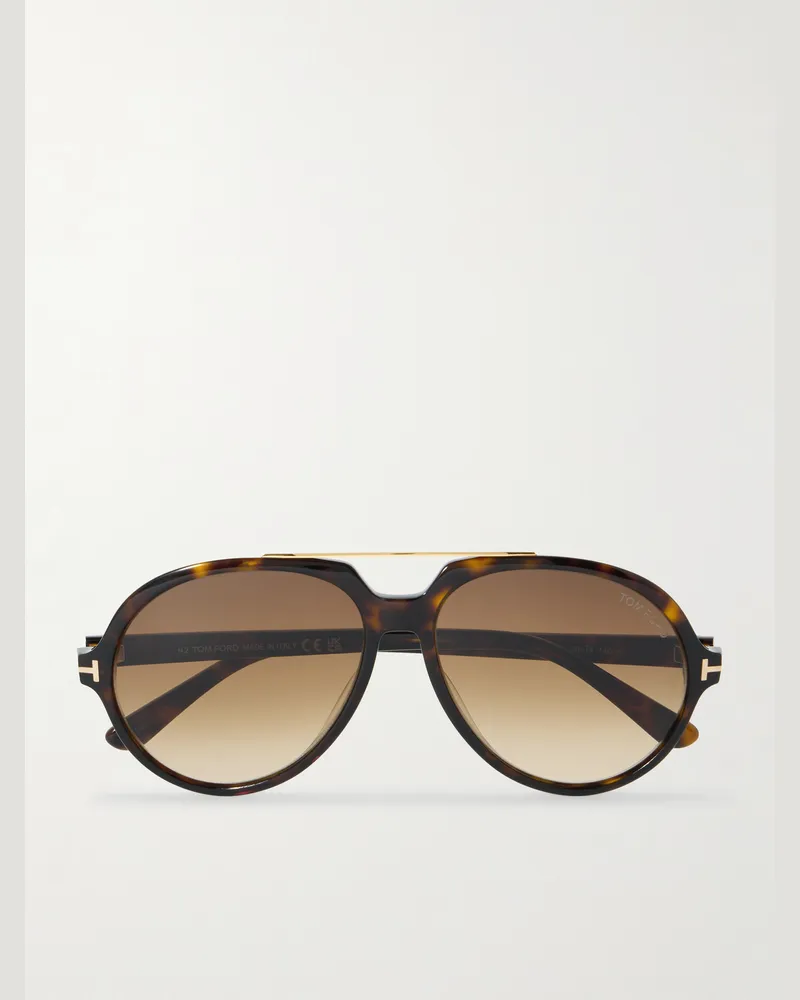 Tom Ford Aalto Pilotensonnenbrille aus Azetat in Schildpattoptik Horn