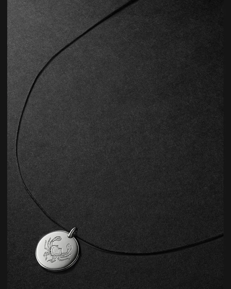 Duffy Jewellery Cancer 18-Karat White Gold and Cord Necklace Silber