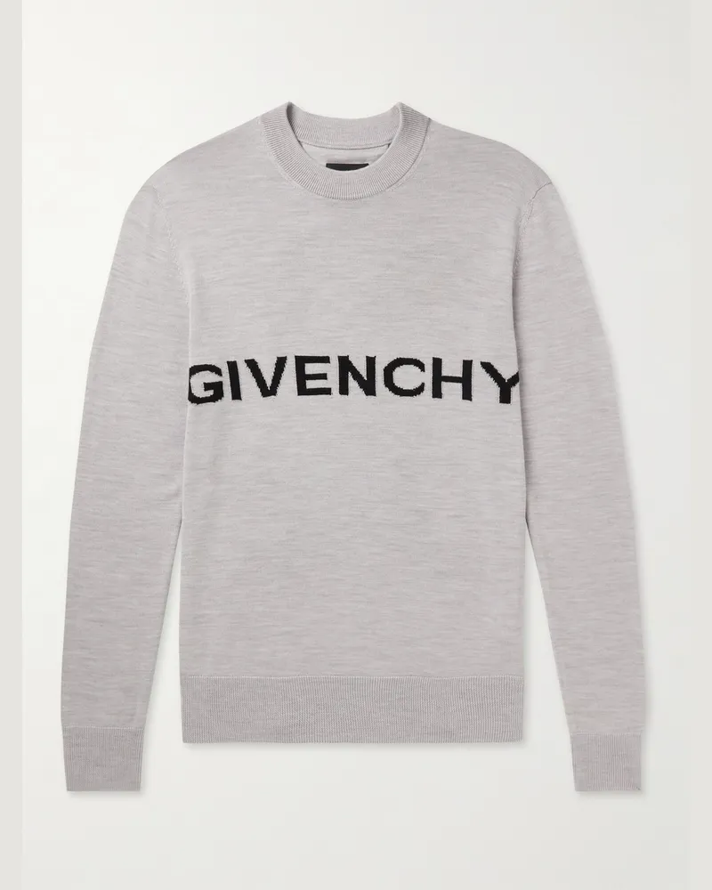 Givenchy Disney Oswald schmal geschnittener Pullover aus Wolle mit Intarsienmuster Grau