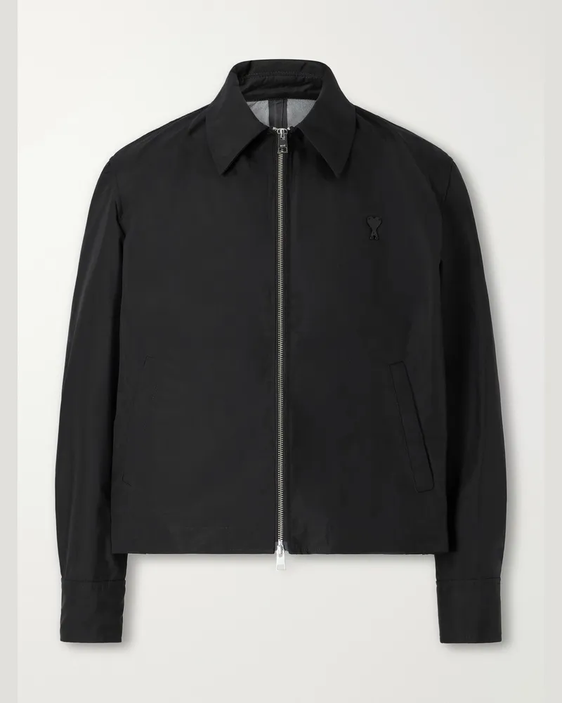 AMI Paris Logo-Appliquéd Shell Blouson Jacket Black