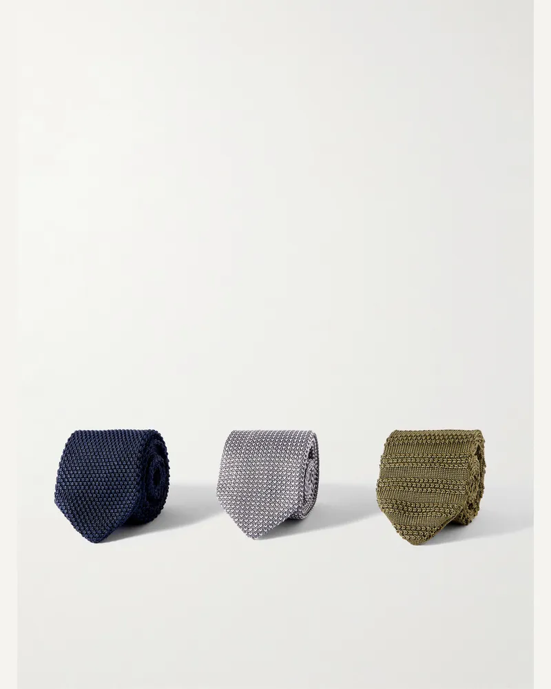 MR P. Set aus drei Krawatten aus Seidenstrick, 7 cm Mehrfarbig
