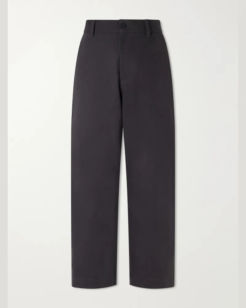 Studio Nicholson Barrel-Leg Cotton-Twill Trousers Gray