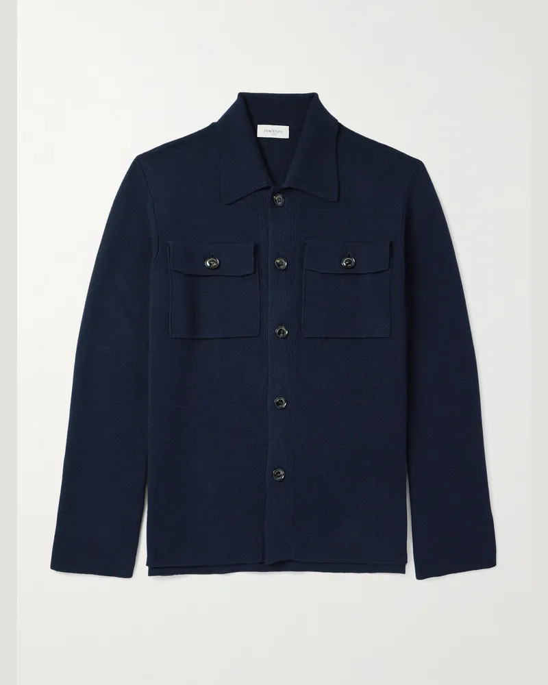 PIACENZA 1733 Hemdjacke aus Wolle Blau