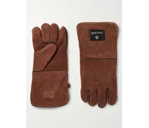 Fire Side Handschuhe aus Veloursleder mit Logoapplikation