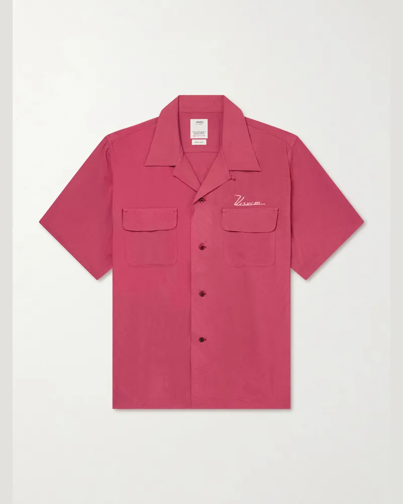 Visvim Logo-Embroidered Convertible-Collar Woven Shirt Red