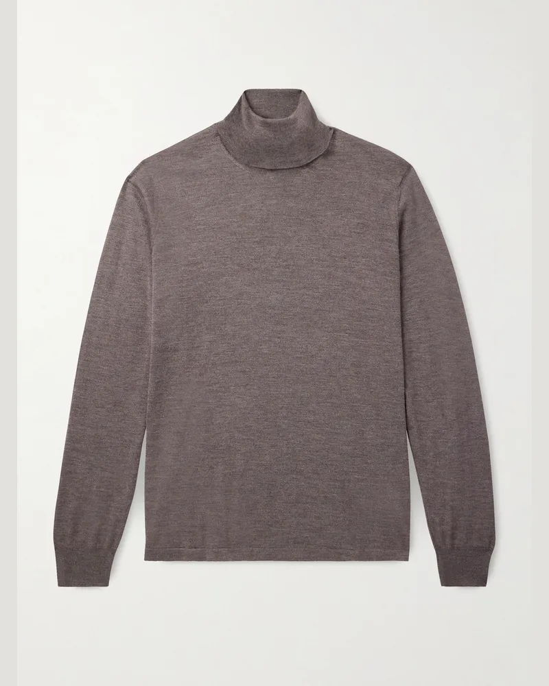 Thom Sweeney Rollkragenpullover aus einer Kaschmir-Seidenmischung Braun