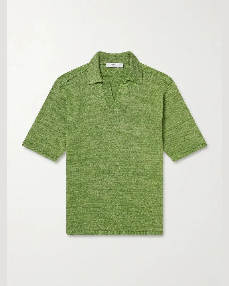 Inis Meáin Linen Polo Shirt Green
