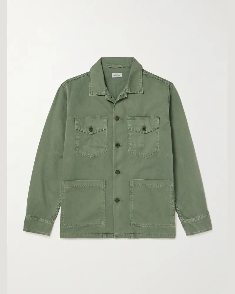 Hartford Jeffrey Herringbone Cotton-Gabardine Jacket Green