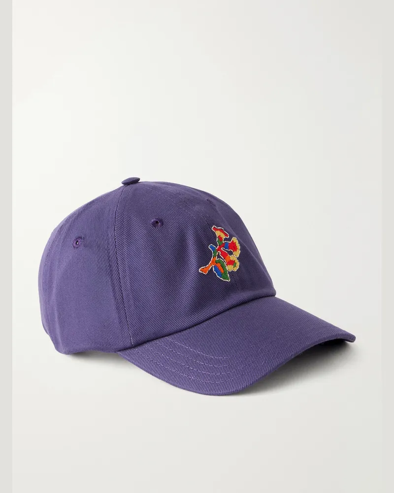 Drake's Tapisserie Embroidered Cotton-Twill Baseball Cap Purple