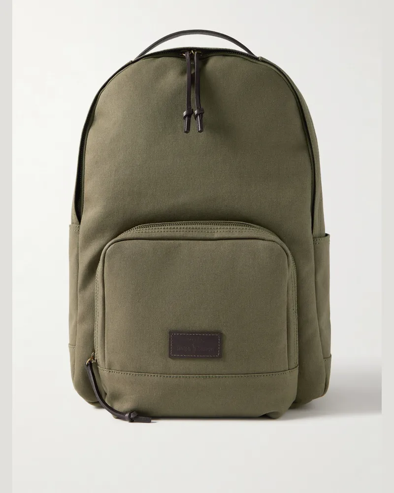 Ralph Lauren Rucksack aus Baumwoll-Canvas mit Lederbesatz Grün